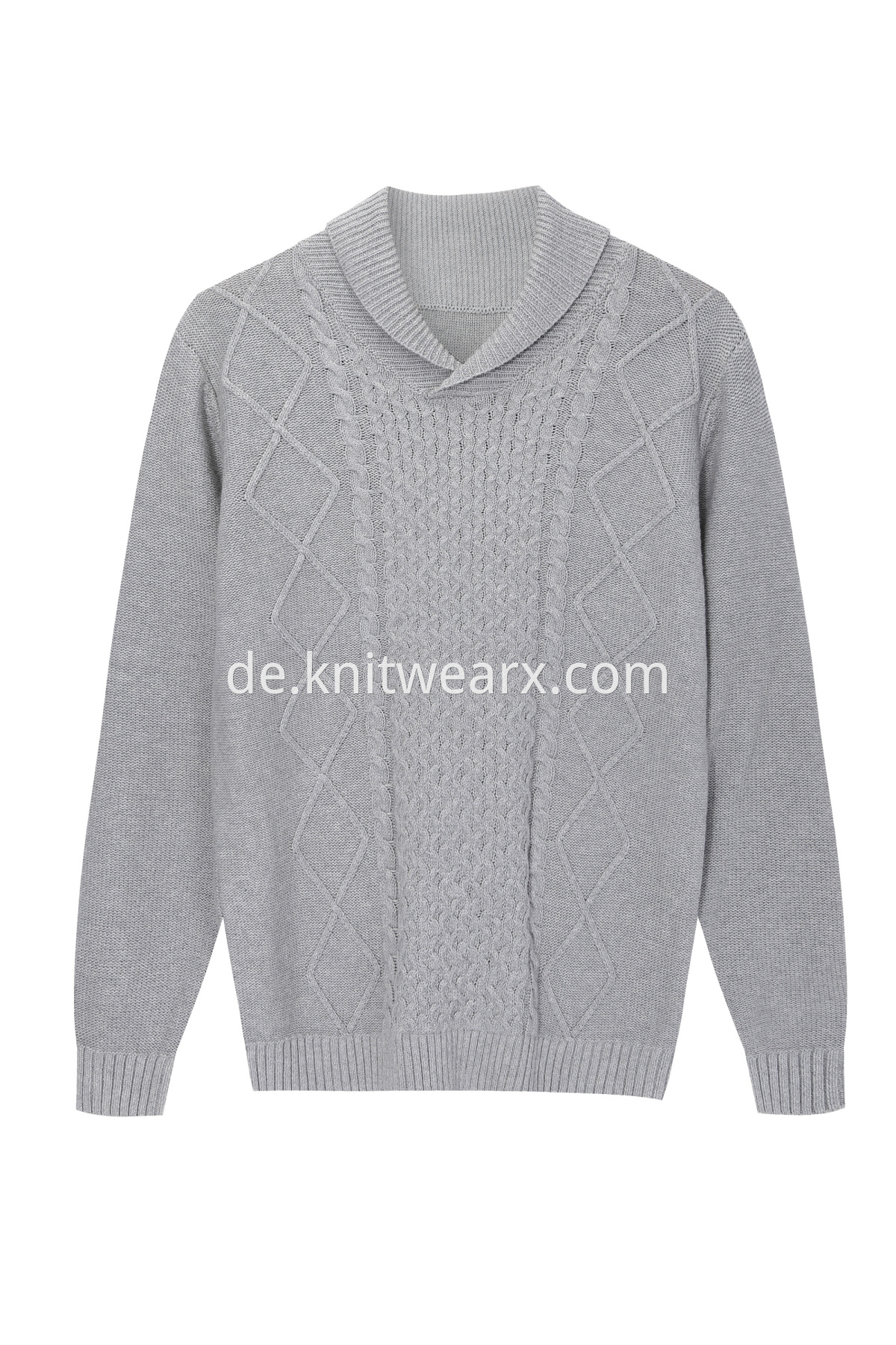 Men's Shawl Collar Sweaters Cotton Relaxed Fit Cable Pullover